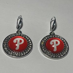 Philadelphia Phillies MLB Fashion Dangle Rhinestone Earrings NEW